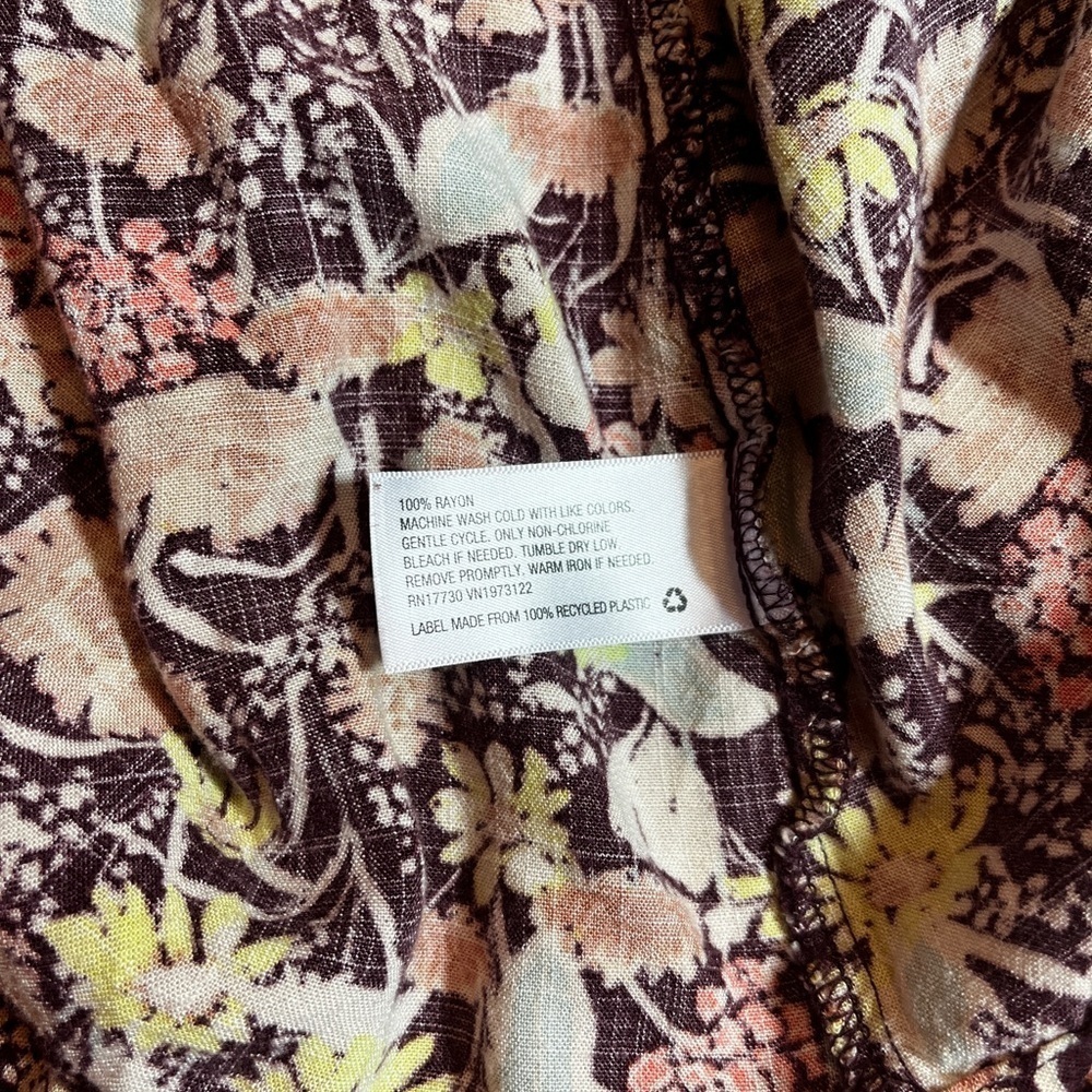 Ava & Viv Boho Floral Slight 3/4 Balloon Sleeve V-Neck Women's Size X - Picture 7 of 7